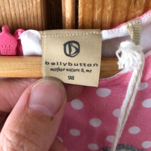 NWT Girl's Belly Button Dress US Size 2 / 3 (98) Pink White Polka Dot Monkey - Picture 2 of 7